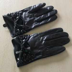 ASOS Black Leather Embellished Bow Gloves